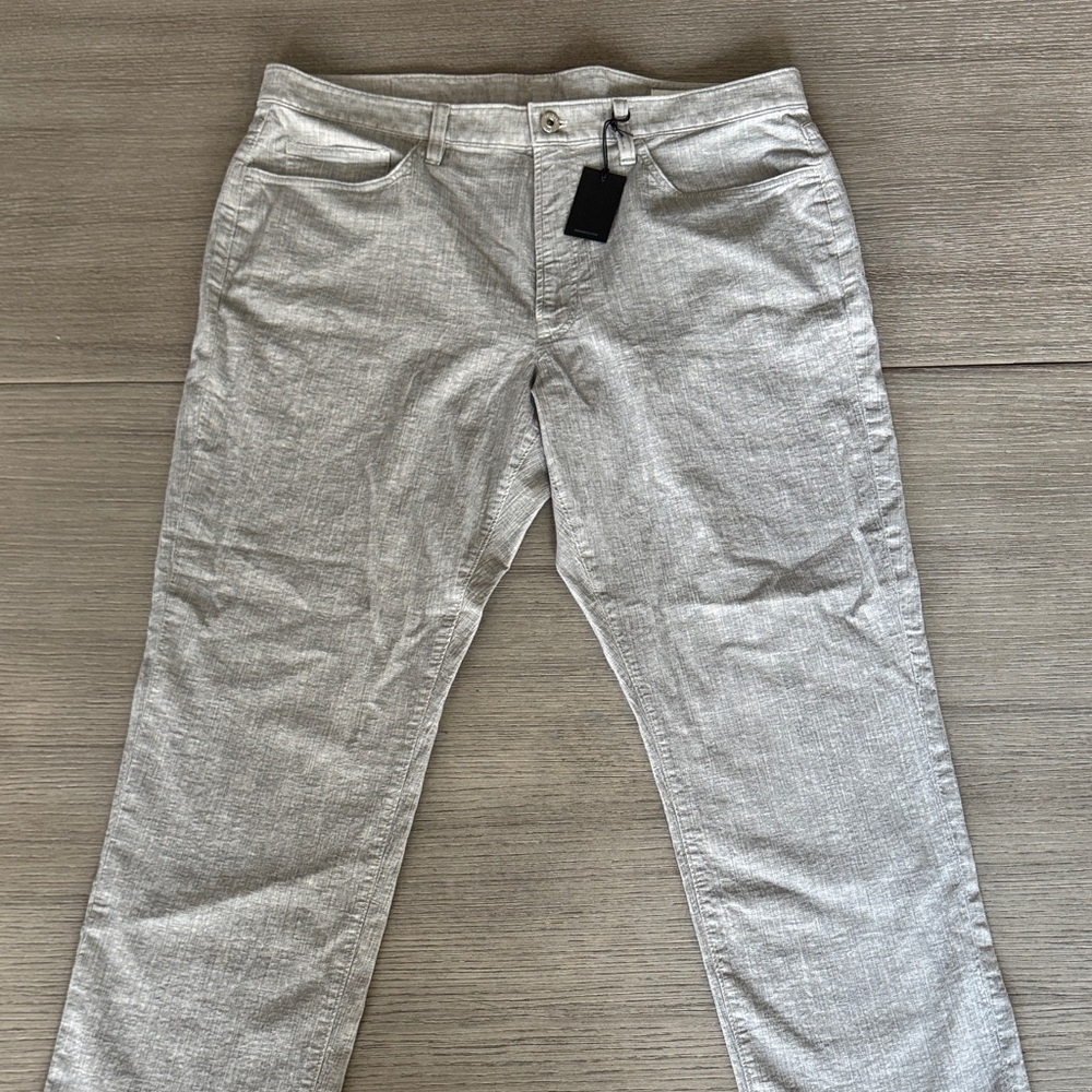 Bonobos Coastal Light Grey Linen-Blend Casual Trousers